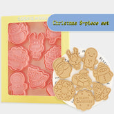 8 Pcs/Set DIY Christmas  Cartoon Biscuit Mould Cookie Cutter 3D Biscuits Mold ABS Plastic Baking Mould Cookie Decorating Tools